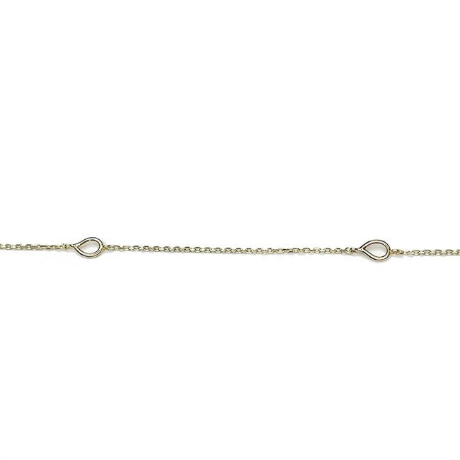 Ankelkæde i 8 kt guld med dråbevedhæng 27 cm fra Guld & Sølv Design.